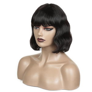 <span class=keywords><strong>Mi</strong></span>-longueur couleur naturelle Bob perruque péruvienne Remy <span class=keywords><strong>cheveux</strong></span> pleine machine faite <span class=keywords><strong>avec</strong></span> Bang <span class=keywords><strong>cheveux</strong></span> brésiliens pour les femmes - Product Image 1