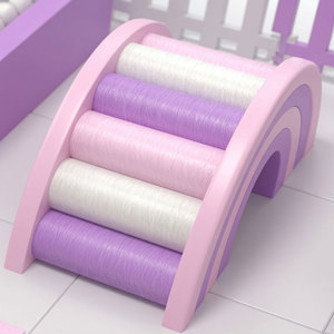 ชุดสนามเด็กเล่นในร่มพลาสติกพร้อมบ่อบอล อุโมงค์ บันได และสีม่วงขาว - Product Image 5