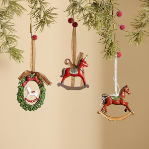 Nouvelles décorations de Noël transfrontalières en 3D : <span class=keywords><strong>train</strong></span>, cheval à bascule, pendentif pour chaussette de Noël, cloche, ornements cadeaux - Product Image 3