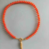 Nouveau collier en acier inoxydable naturel avec fermoir marin, perles multicolores en verre arc-en-ciel et jade, et breloque poisson DIY