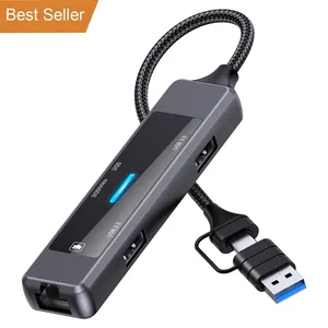 Amazon Hot Selling Micro Typ c Hub 5 in 1 USB-C-Hub Adapter Mit Kartenleser RJ45 100Mb USB3.0 2.0 für Smart Home Hub