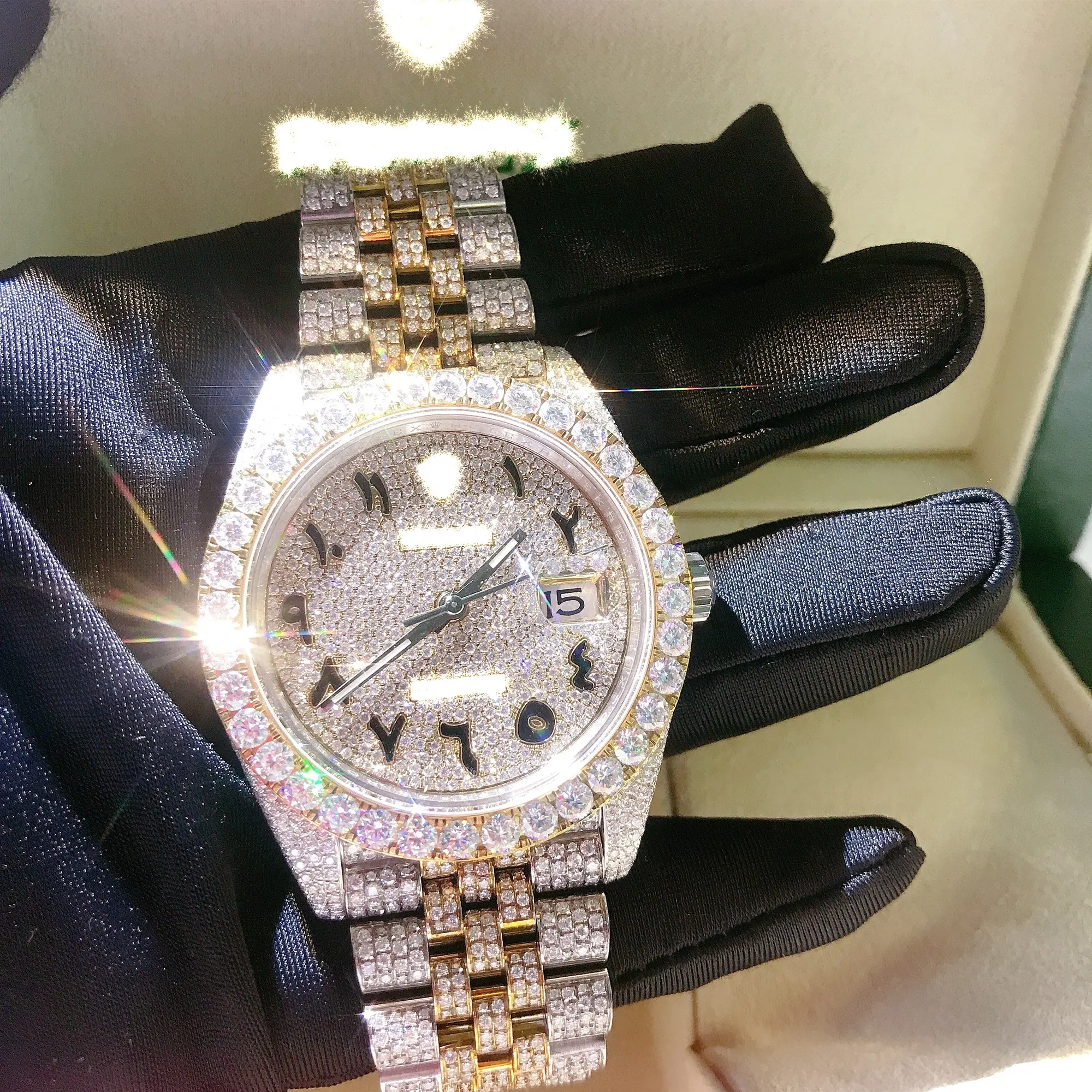 Light Jewelry Beautiful bussdown Luxury Vvs Hand Setting Men Brand Moissanite Diamond Watches