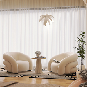 Single Cream Style Fabric <b>Sofa</b> Chair with <b>Sponge</b> Fill Small Apartment Suitable <b>for</b> Living Room or Clothing Store Rest Area - Product Image 1