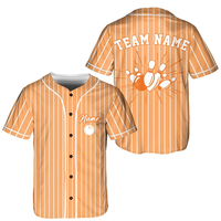 Maillot de baseball personnalisé avec broderie motif dynamique d'action de bowling sur tissu à rayures multicolores, OEM POD, nom et numéro d'équipe personnalisés