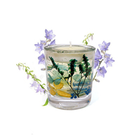 Luxus Gel Wachs getrocknete Blumen Duft kerzen mit doppelwandigen Tasse handgemachte Gel Wachs Duft kerzen mit getrockneten Blumen