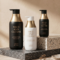 Bouteille en plastique PET transparente de luxe 300ml 500ml 750ml Emballage cosmétique pour shampoing, gel douche, lotion Distributeur à pompe rond vide