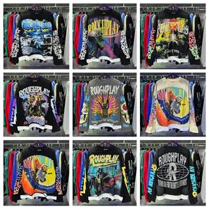 T-shirt vintage imprimé décontracté, effet usé et délavé, style urbain déchiré à manches longues pour hommes et femmes - Product Image 2