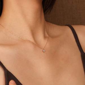 <span class=keywords><strong>Chris</strong></span> April venta al por mayor oro sólido diamante Natural redondo brillante corte bicolor rombo joyería colgante collar - Product Image 5