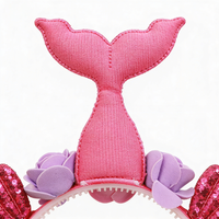 Serre-tête queue de sirène scintillante pour femme, coquillages et fleurs, accessoire de cheveux réutilisable en plastique pour enfants, personnalisé pour fête, anniversaire, Halloween