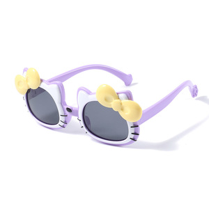 แว่นกันแดดเด็ก ลายการ์ตูนแมวน่ารัก กรอบซิลิโคนนิ่ม ป้องกันรังสียูวี เหมาะสำหรับกิจกรรมกลางแจ้ง - Product Image 5