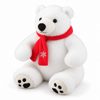 Ours polaire blanc brodé sur mesure avec écharpe flocon de neige rouge, jouet en peluche super doux pour cadeaux personnalisés en gros