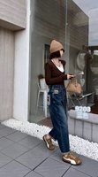 Jean Boyfriend en Denim Grande Taille pour Femme, Coupe Droite, Taille Haute, Tissu Élastique, Confortable Toutes Saisons, Extensible, Décontracté, Effet Usé