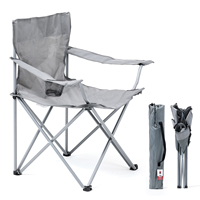 Chaise de camping pliante portable NBT en fer pour extérieur, style moderne, avec accoudoirs et porte-gobelet, durable et légère, pour la plage et le jardin