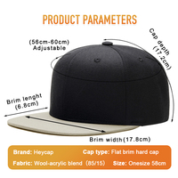 Casquette de baseball Heycap personnalisée avec logo, style hip-hop, fermeture en plastique durable, tendance, 6 panneaux, visière plate, pour hommes et femmes