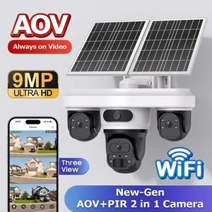 Caméra solaire extérieure WiFi/4G AOV à alimentation permanente 9MP PTZ, caméra de sécurité sans fil, enregistrement 24/7, suivi, 3 écrans UBOXPRO - Product Image 1