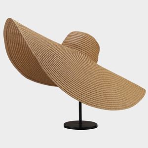 Durable Breathable Oversized Straw <b>Hat</b>, Lightweight Travel-Friendly Sun <b>Hat</b> for Women Sunscreen Papyrus Fabric PVC <b>Holiday</b> - Product Image 2