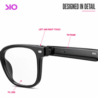 Lunettes Audio Intelligentes 5.4 à Oreille Ouverte pour Musique et Appels, Contrôle Tactile Double, Chargement Magnétique USB, Verres Transparents