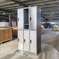 Casier de vestiaire électronique en acier à 6 portes avec barre de suspension, conception démontable, armoire de rangement pour vestiaires
