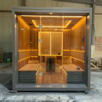Grande salle de sauna intérieure multi-personnes en cèdre rouge et cèdre d'Hemlock pour salle de sport, spa, club