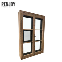 Ventana Francesa Abatible de Madera de Roble, Estilo Arquitectónico Antiguo y Elegante, Personalizada, con Malla de Acero Inoxidable, para Decoración de Villas y Edificios Retro