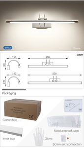 Espejo de Vanidad Largo Blanco y Negro de Alto Brillo para Dormitorio, Sala de Maquillaje o Baño, con Luces/Espejo con Luz/Espejo con Luz LED - Product Image 5