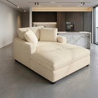 Chaise longue moderne en velours côtelé rayé style nordique, fauteuil inclinable moelleux et surdimensionné avec coussins pour salon et chambre à coucher