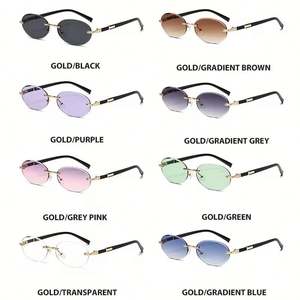 Gafas de Sol Personalizadas con Logotipo, Lentes Transparentes con Degradado Oceánico, Protección UV400, Montura Ovalada sin Aro, para Hombre y Mujer - Product Image 6