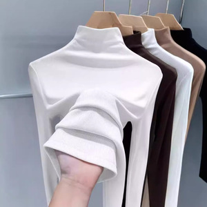 Women's Ribbed Half High Neck <b>Base</b> <b>Layer</b> Top Solid Color Slim Fit Warm Autumn Winter Knitwear <b>Long</b> <b>Sleeve</b> Inner Wear - Product Image 2