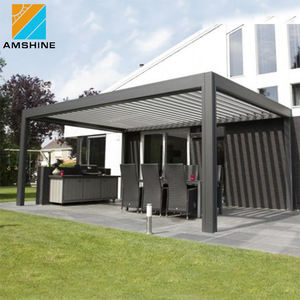 उद्यान सेट लकड़ी अनाज मंडप मंडम एल्यूमीनियम आउटडोर <span class=keywords><strong>Patio</strong></span> फर्नीचर के साथ एलईडी रोशनी - Product Image 4