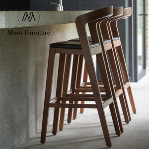 Hiện Đại Bằng Gỗ Quán Cà Phê Cửa Hàng Da Đệm Cao Nhà Bếp Nhà Hàng Bằng Gỗ Quầy Bar Phân Ghế Ăn Đặt - Product Image 2