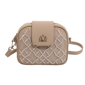 Sac bandoulière réglable en PU de haute qualité, modèle 2025, pour femmes. Motif géométrique tendance, fermeture éclair portable avec rivets - Product Image 4