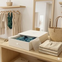 Boîte d'emballage en carton de style tiroir avec fermeture magnétique de luxe, finition mate, doublure en satin de coton, matériaux recyclés pour maillot de bain