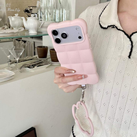 Coque de téléphone en silicone motif nuage mignon avec breloque nuage 3D et dragonne pour iPhone 17 18 Pro Max Série Macaron Souple Antichoc