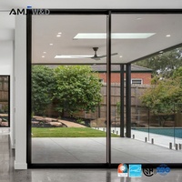 Portes coulissantes en aluminium certifiées NFRC CSE, grandes dimensions, double vitrage trempé avec moustiquaire