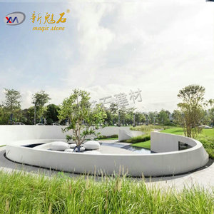 Nuevo Banco Curvo de Fibra de Vidrio Magic Stone para Árboles, Asiento de Hormigón Prefabricado GRC para Parques al Aire Libre, Diseño Personalizado para Jardín y Paisajismo - Product Image 1