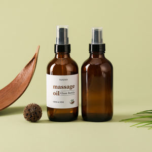 Emballage de crème cosmétique pour soins de la peau personnalisés écologiques, flacons pompe en verre ambré pour toner visage et sérum, 120 ml - Product Image 4