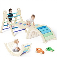 ElegantCrafts Ensemble de jeu d'escalade Montessori en papier pour aire de jeux intérieure, avec coussins triangulaires, 9 combinaisons, jouet d'escalade