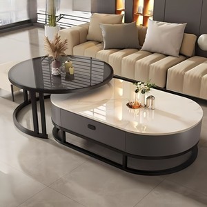 Tùy biến nóng bán dễ dàng lắp ráp đồ nội thất nhà phòng khách văn phòng Side Vòng Kim Loại Đá Cẩm Thạch Bàn cà phê - Product Image 1