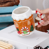 Redeco Noël pain d'épice maison en forme de café tasse en céramique tasse personnalisée vacances verres décoratifs