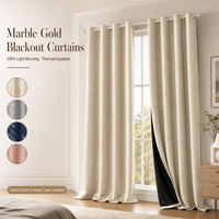 Rideaux occultants à 100 % en polyester, imprimé marbré doré métallisé, à œillets, 137x260cm, vente en gros