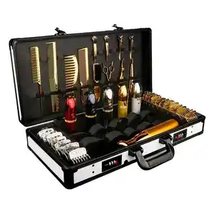 Tondeuse sac cheveux Kit organisateur poignée Portable et boîte à outils en aluminium sécurisée étui de barbier pour fournitures de barbier