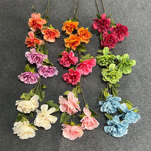 Flores Artificiales de Peonía Francesa, Tela de Seda, Decoración para Bodas y Hogar, Arreglo Hecho a Mano, 3 Cabezas, Moldeado por Inyección - Product Image 2