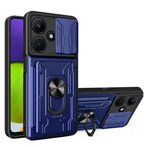 Shemax Funda iPhone 13 Pro with Camera Cover Ring Kickstand Heavy Duty PC Soft TPU Bumper Armor for iPhone 15 Wallet Bag Case