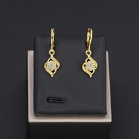 Boucles d'oreilles créoles en laiton plaqué or 24 carats avec zircon, design goutte tendance, géométriques classiques, vente en gros usine Jxx pour femmes
