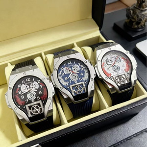 Men's bold large dial high-end digital <b>watch</b> with silicone strap quartz wristwatch - Product Image 4