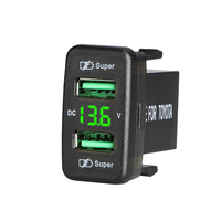 Pabrik Grosir Charger Mobil USB Dual Port 36W QC3.0 Pengisian Cepat dengan Monitor Voltmeter Digital Soket Khusus Eksklusif untuk Toyota