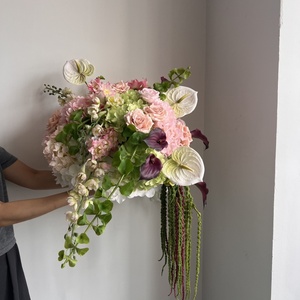 Luxury Green Rose Real Touch Hydrangea Flower Ball fiore artificiale centrotavola per matrimonio con foglie di amaranto per matrimonio - Product Image 1