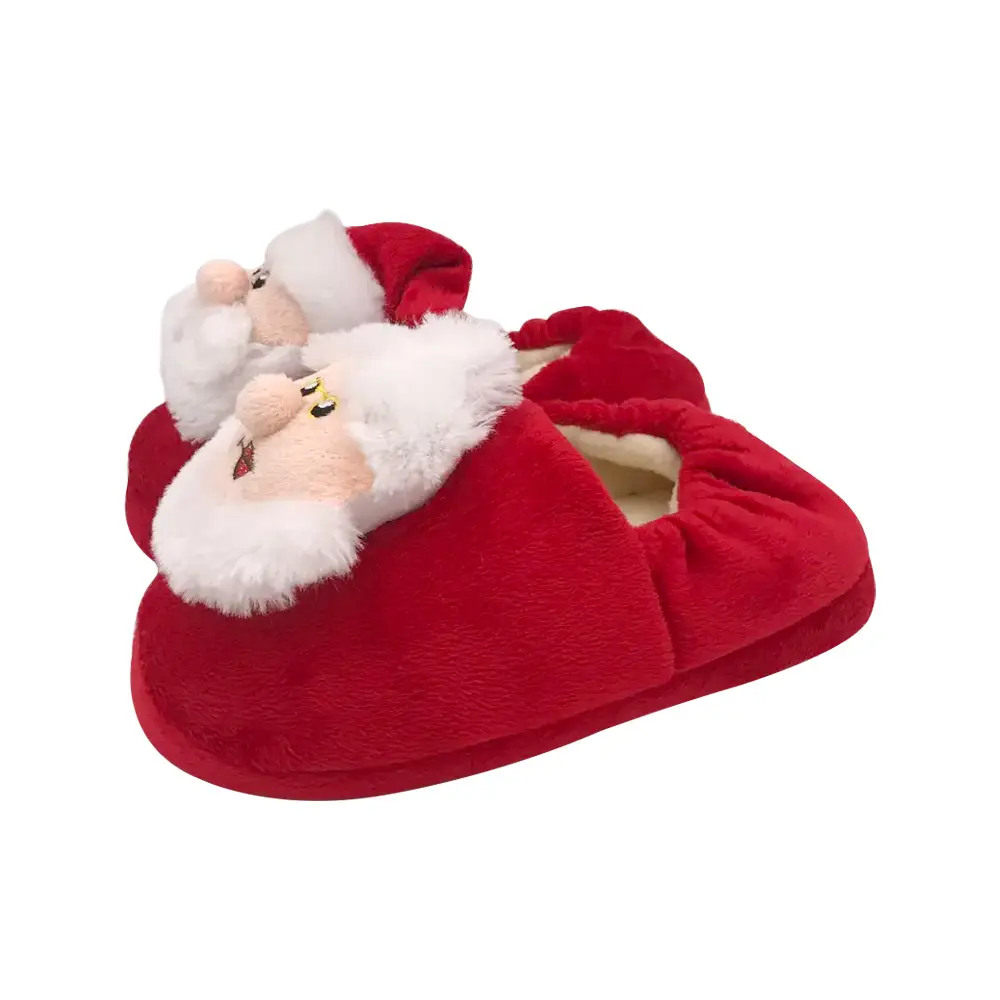 Winter-Hausschuhe für Kleinkinder stilvolle kurze Plüsch-Kinderhausschuhe Polarfleece rot Unisex Indoor Weihnachten Weihnachtsmann-Hausschuhe