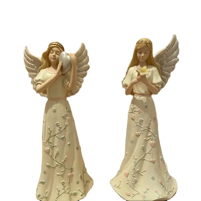 Statuettes d'ange élégants en résine polyrésine avec ailes, 1 pièce, Collection OEM, pour la maison et le bureau, à offrir en cadeau