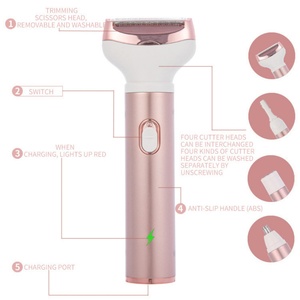 Tondeuse électrique 4-en-1 pour femme, rechargeable par USB, avec tête de coupe en acier inoxydable, pour poils du nez, du corps, des sourcils et du visage - Product Image 3